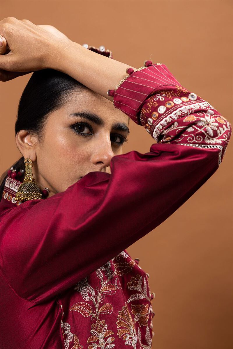 Embroidered | Dull Raw Silk | Fabrics 3 Piece | null