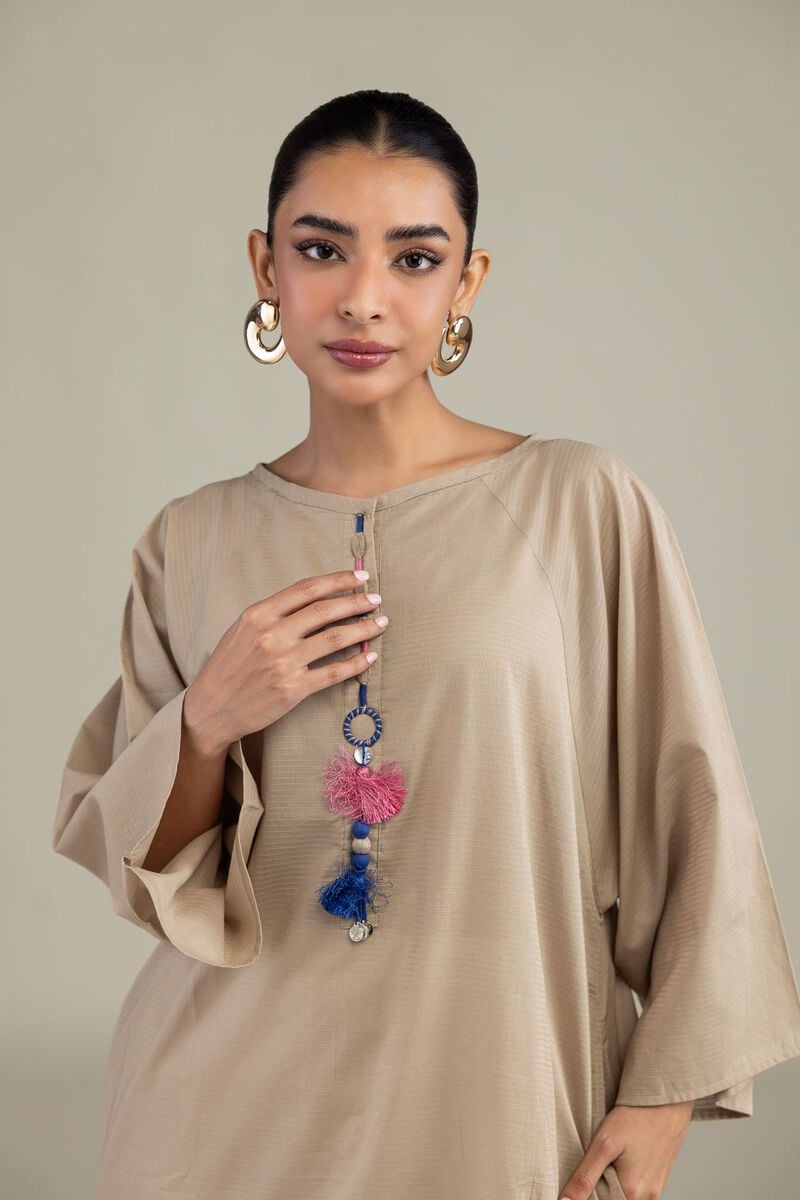 Dyed | Textured Cotton | Beige Cotton Kurta | USD 35.00