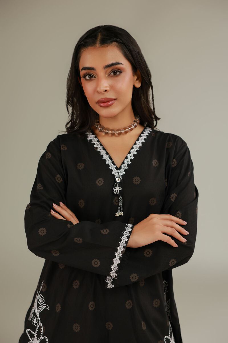 Embroidered | Cotton Dobby | Black Cotton Kurta | USD 35.00