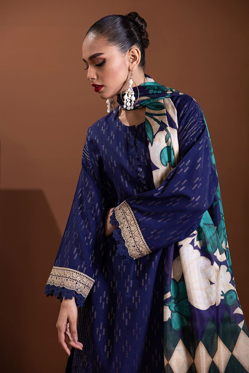 Cotton Zari Jacquard | Embroidered | Fabrics 3 Piece | USD 18.00