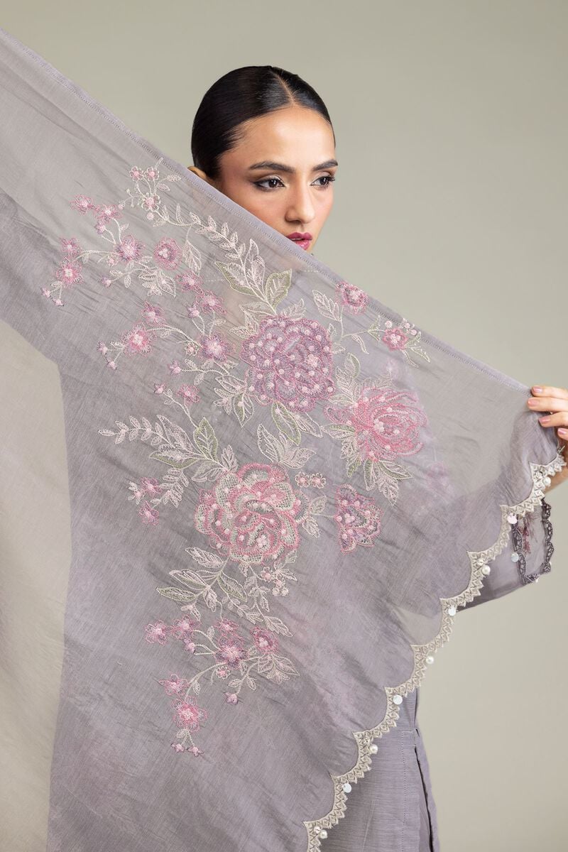 Embroidered | Paper Silk | Floral Silk Dupatta | USD 40.00