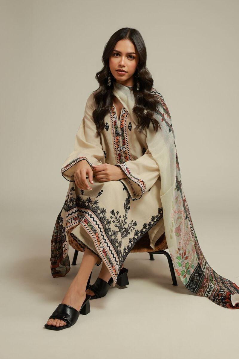 Embroidered | Cambric | Tailored 3-Piece Set | USD 70.00