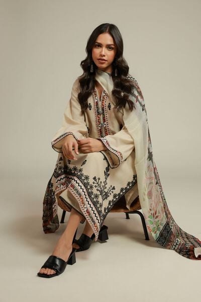 Embroidered | Cambric | Tailored 3-Piece Set | USD 70.00