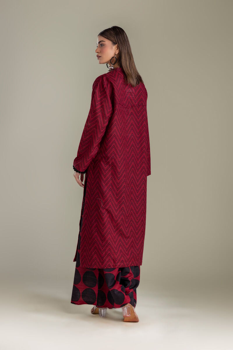 Printed | Light Khaddar | Maroon Khaddar Kurta | USD 35.00