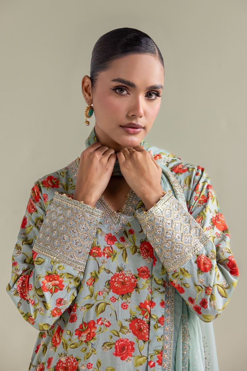 Embroidered | Chiffon | Floral Kurta 3-piece | USD 155.00