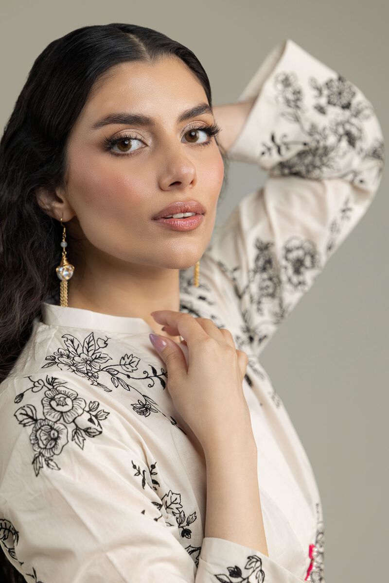 Embroidered | Cambric | Floral Longline Kurta | USD 40.00