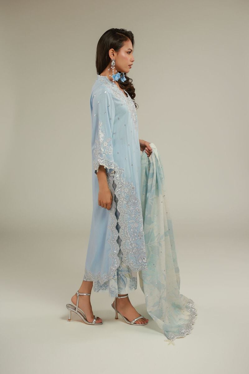 Embroidered | Raw Silk | Floral 3-piece Set | USD 155.00