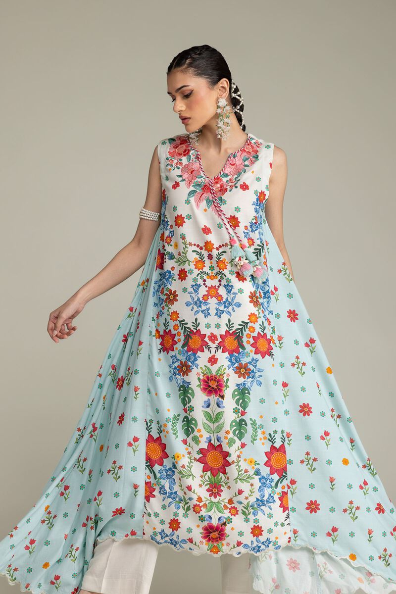 Embroidered | Raw Silk | Floral Sleeveless Kurta | USD 65.00