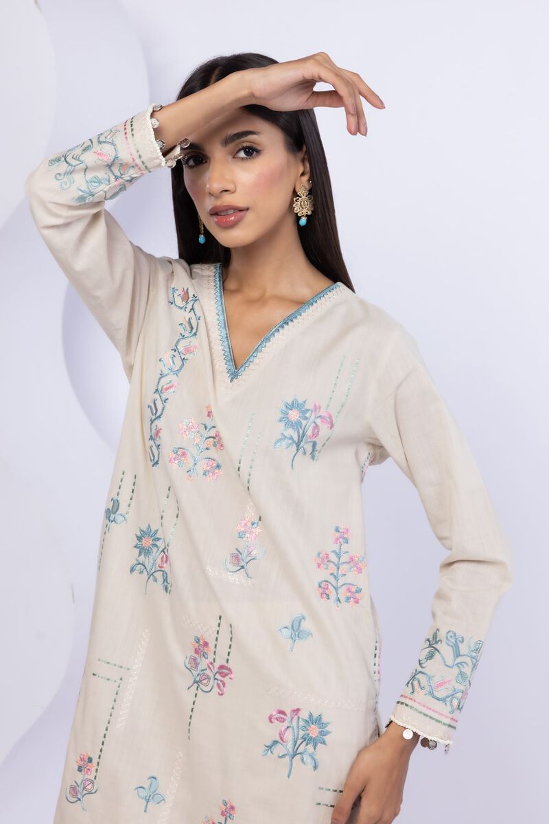 Embroidered | Crosshatch Poplin | Kurta | USD 17.50