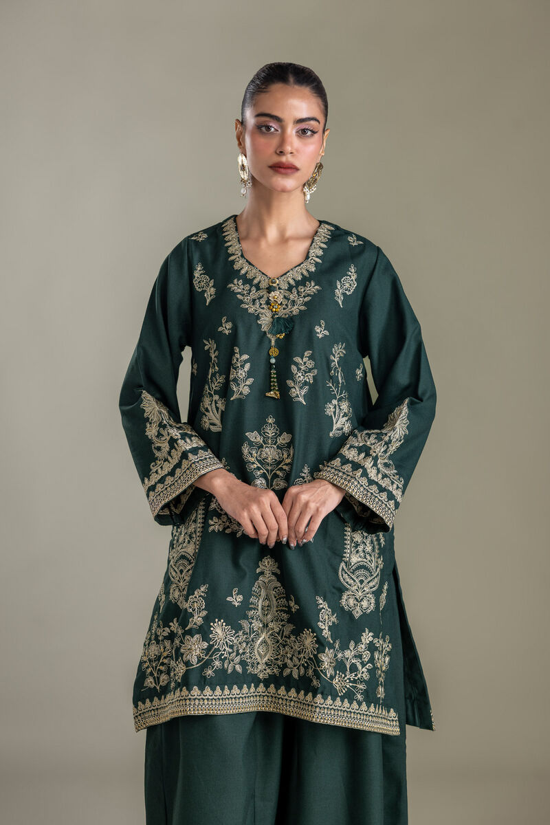 Embroidered | Heavy Blended Viscose | Dark Green Kurta | USD 70.00