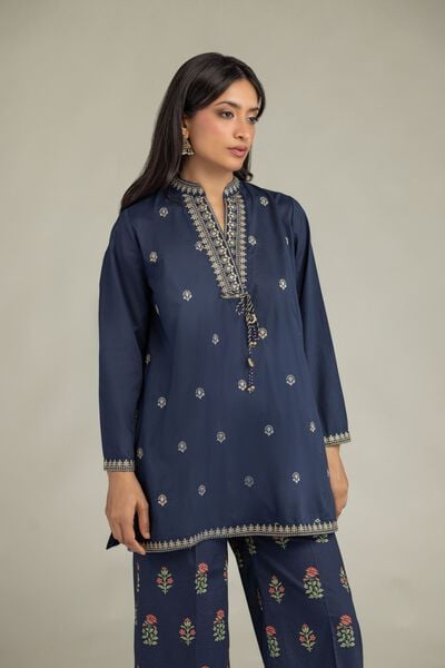 Embroidered | Cambric | Short Navy Kurta | USD 40.00