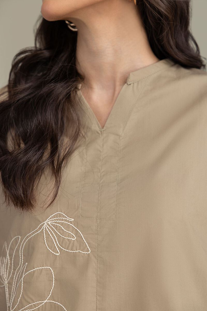 Embroidered | Poplin | Floral V-Neck Blouse | USD 35.00