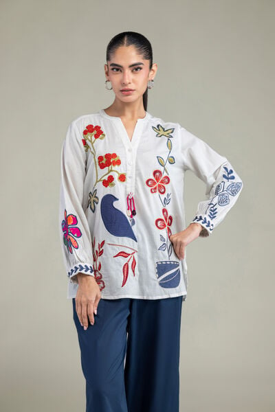 Embroidered | Cambric | Floral Cambric Blouse | USD 45.00