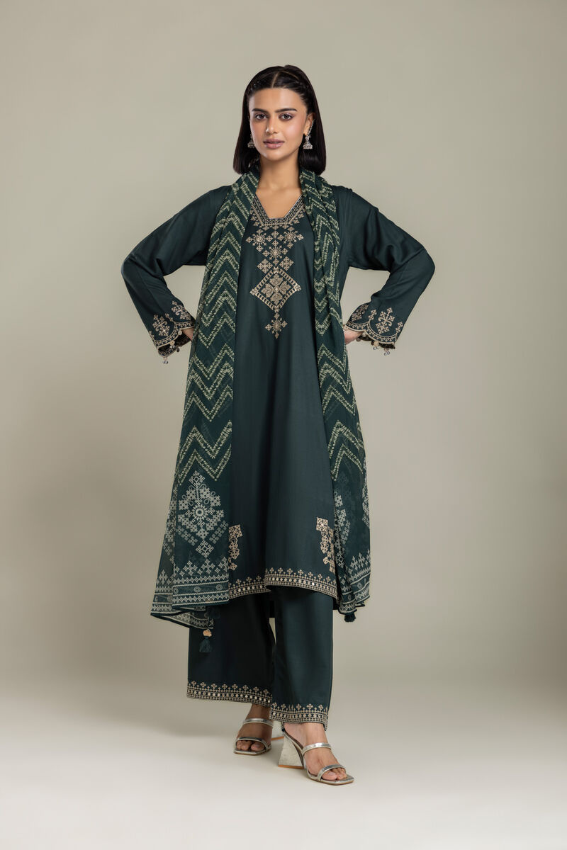 Embroidered | Raw Silk | 3-Piece Tailored Set | USD 105.00