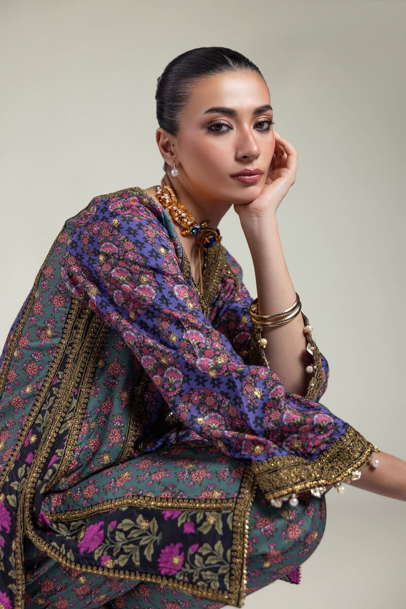 Embroidered | Raw Silk | Floral Co-ord Set | USD 125.00