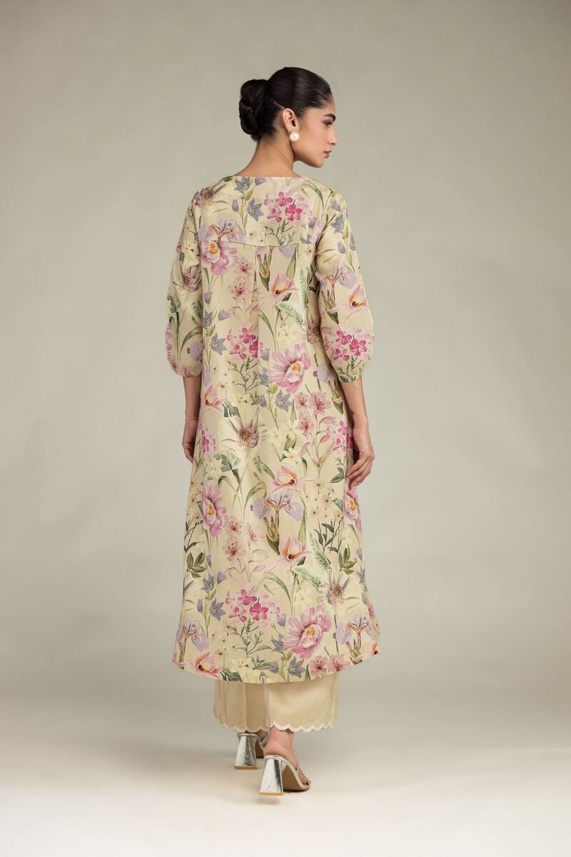 Embroidered | Blended Viscose | Floral Longline Kurta | USD 55.00