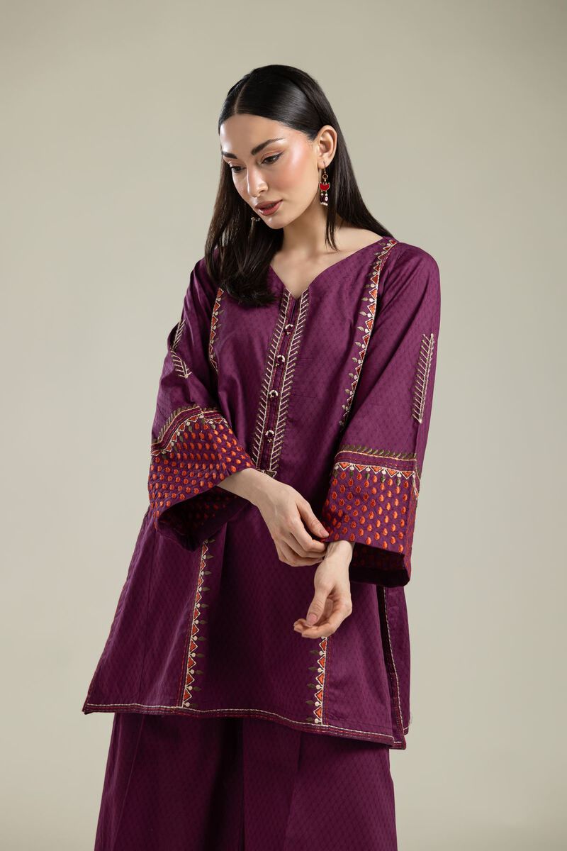 Embroidered |Cotton Dobby | V-Neck Cotton Kurta | USD 35.00