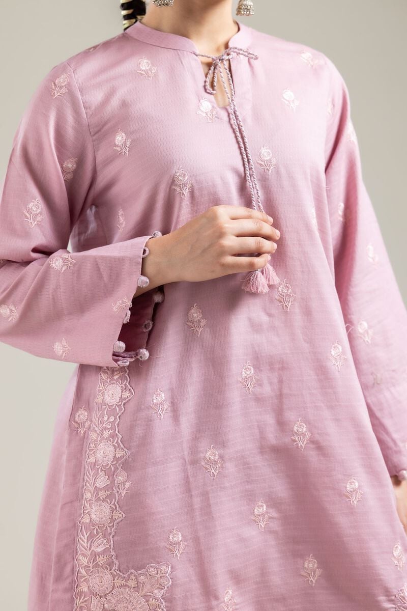 Embroidered |Cotton Dobby | Pink Cotton Kurta | USD 40.00