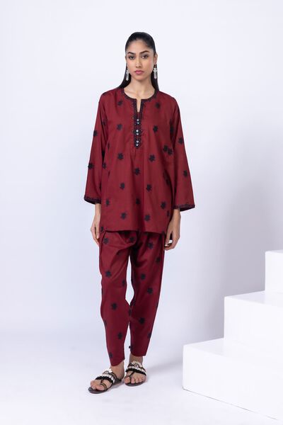 Embroidered | Crosshatch Poplin | Pants | USD 7.50