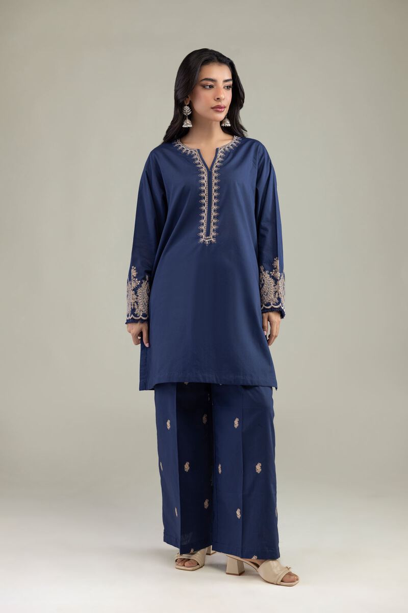 Embroidered | Cambric | Cambric Navy Pants | USD 30.00