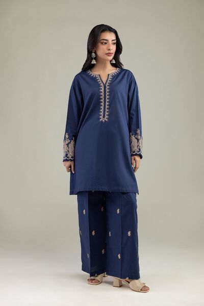 Embroidered | Cambric | Cambric Navy Pants | USD 30.00