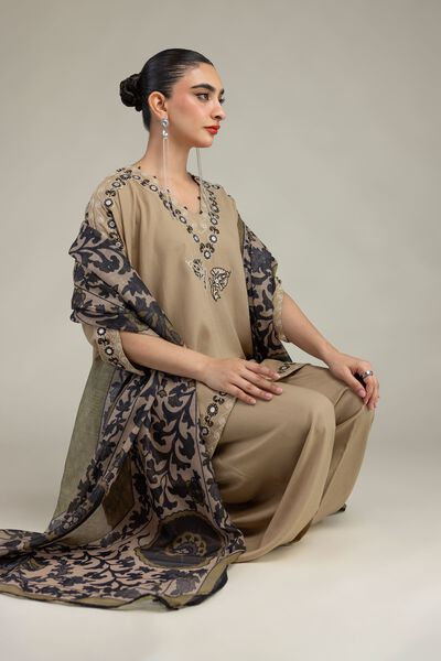 Embroidered | Mesuri | Beige Mesuri Dupatta | USD 30.00