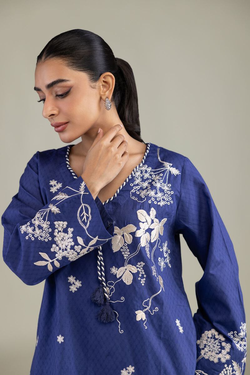 Embroidered | Cotton Dobby | Cotton Navy Kurta | USD 45.00