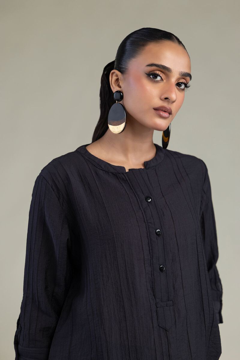 Dyed | Blended Crinkle | Black Crinkle Tunic | USD 40.00