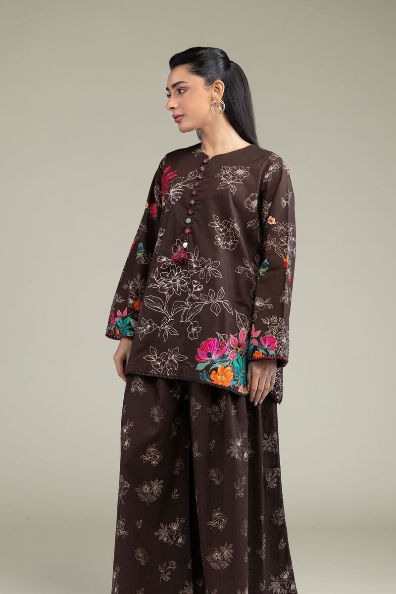 Printed | Cotton Dobby | Floral Brown Kurta | USD 35.00