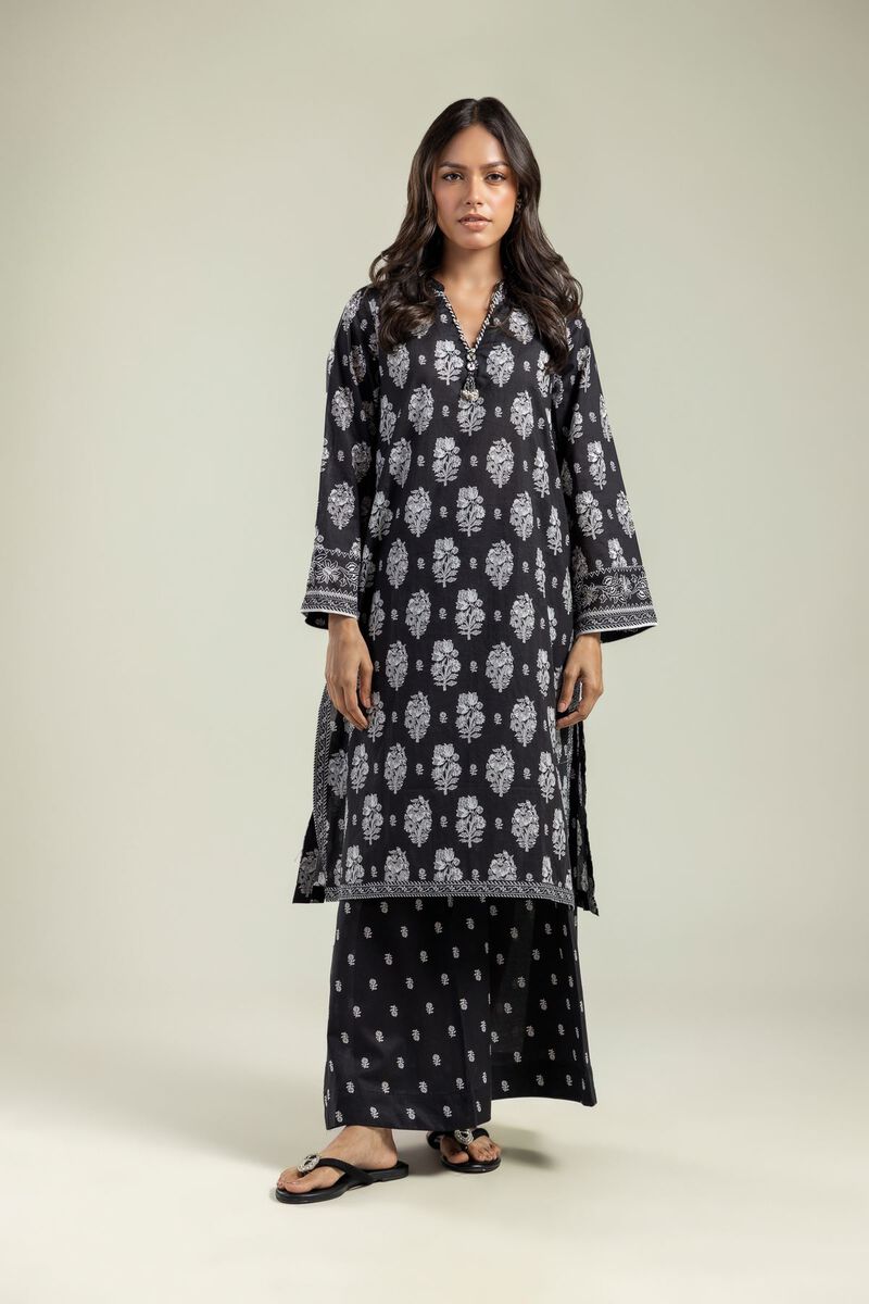 Printed | Cambric | Black Longline Kurta | USD 30.00