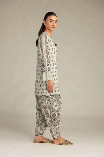 Printed | Raw Silk | Floral Silk Shalwar | USD 35.00