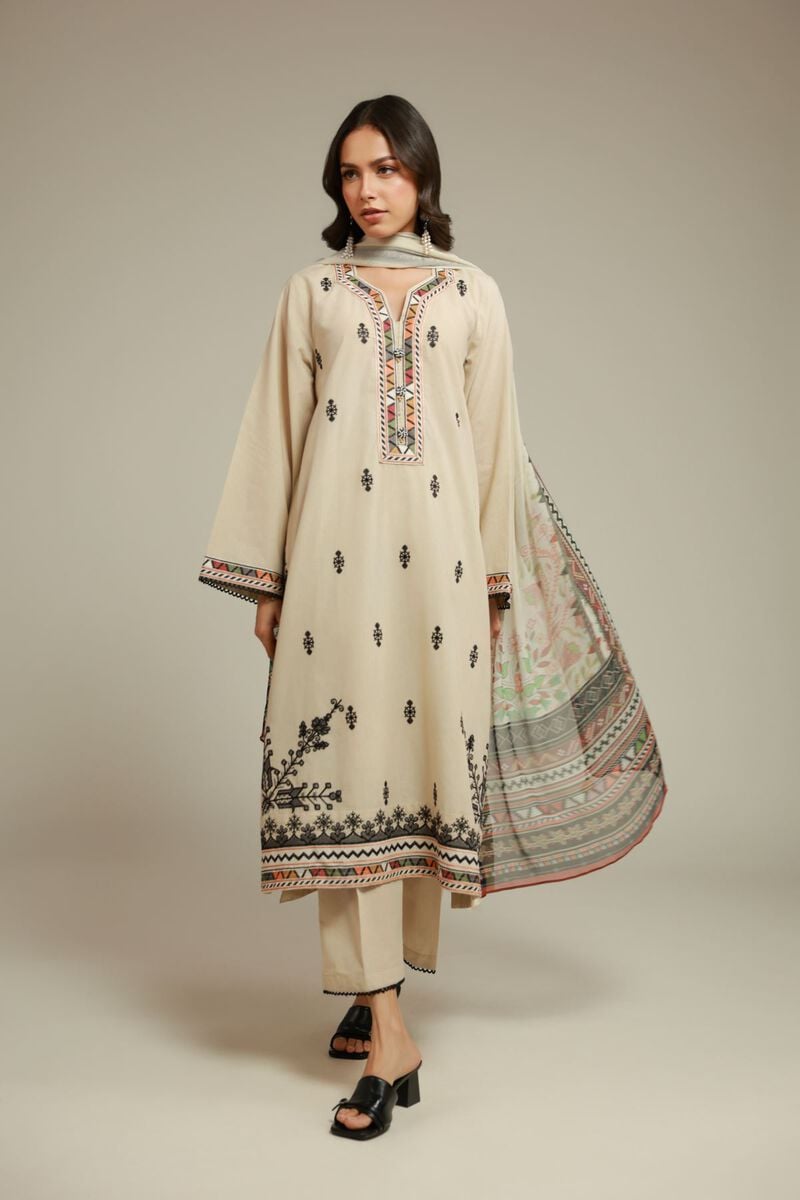 Embroidered | Cambric | Tailored 3-Piece Set | USD 70.00