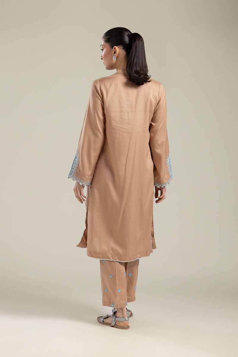 Embroidered | Textured Weave | Embroidered V-Neck Kurta | USD 40.00