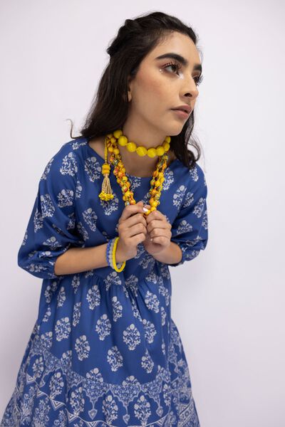 Tiered Dress, BLUE, hi-res