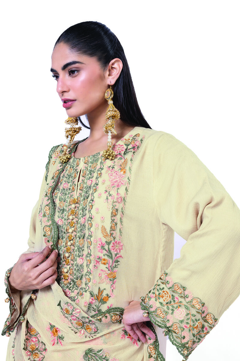 Embroidered | Cationic Crinkle Chiffon | Tailored 3 Piece | USD 165.00