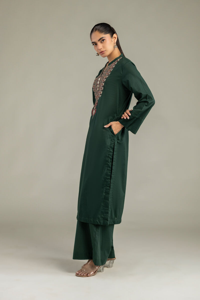Embroidered | Cambric | Green Cambric Kurta | USD 40.00