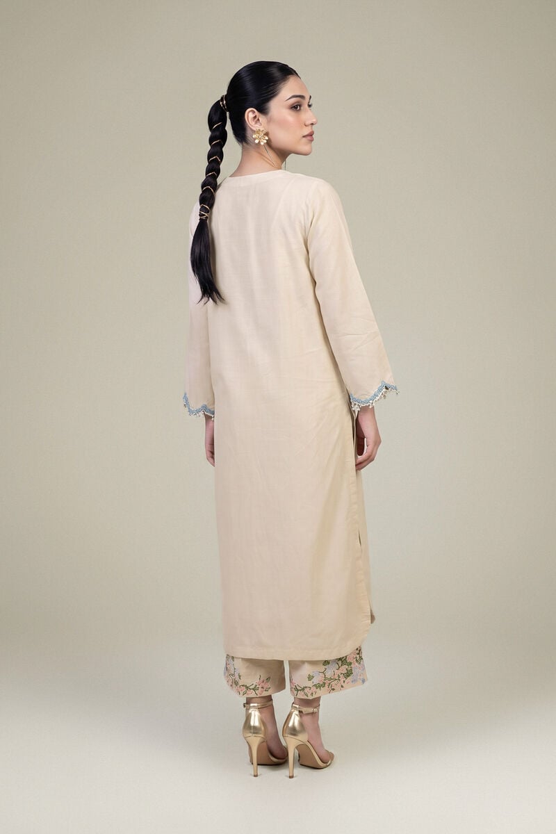 Embroidered | Raw Silk | Long Floral Kurta | USD 60.00