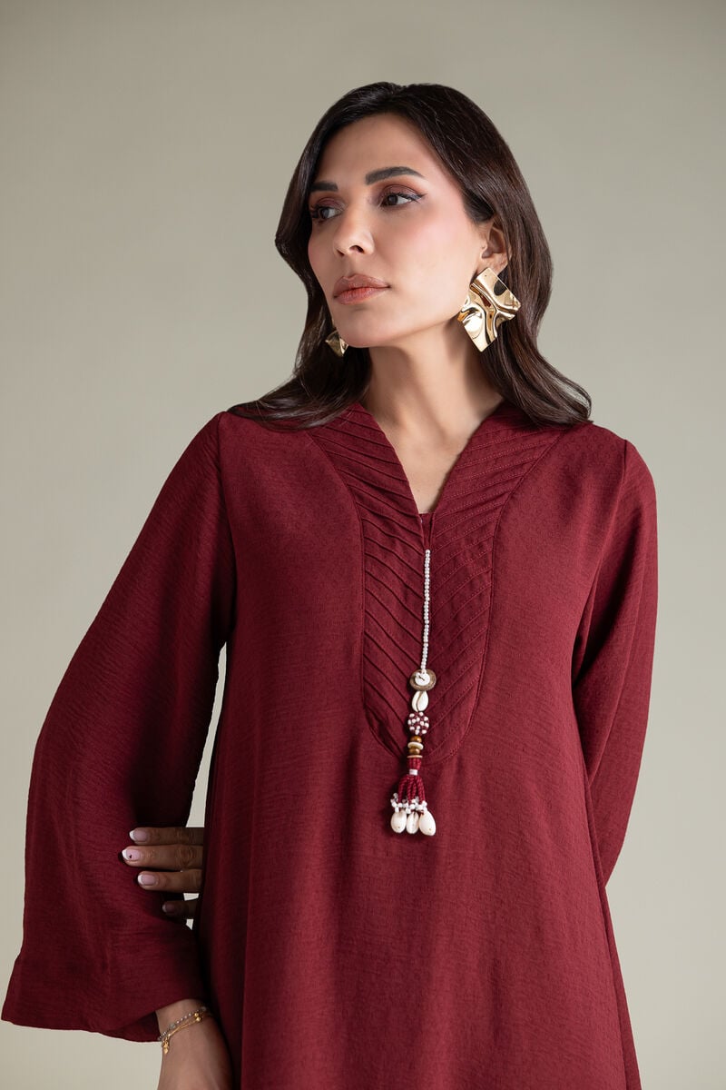 Dyed | Textured Georgette | Crinkled Longline Kurta | USD 40.00