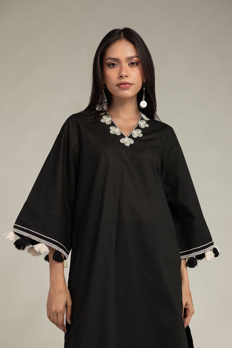Embroidered | Cotton Dobby | Black Cotton Kurta | USD 35.00