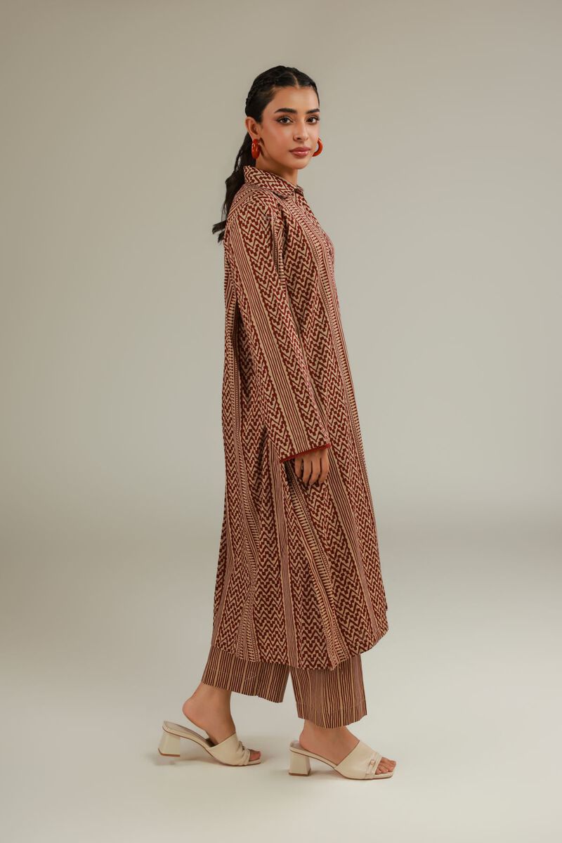 Printed | Textured Cotton | Brown Cotton Pants | USD 22.00