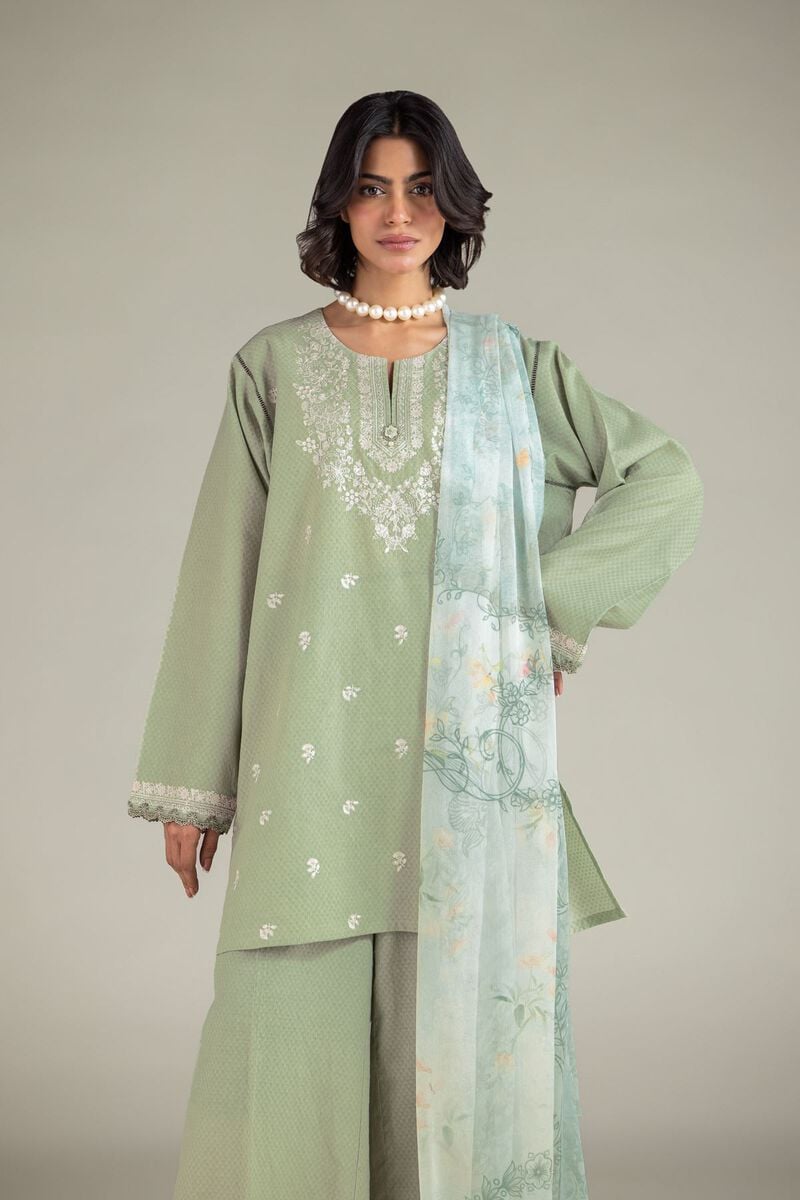 Embroidered | Cotton Dobby | Floral Tailored 3-Piece | USD 65.00