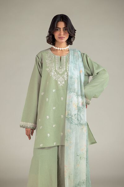 Embroidered | Cotton Dobby | Floral Tailored 3-Piece | USD 65.00