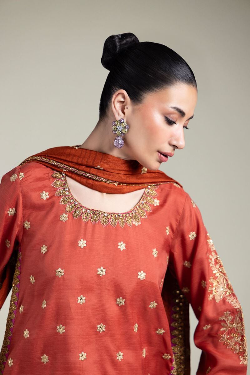 Embroidered | Raw Silk | Three-Piece Set | USD 180.00