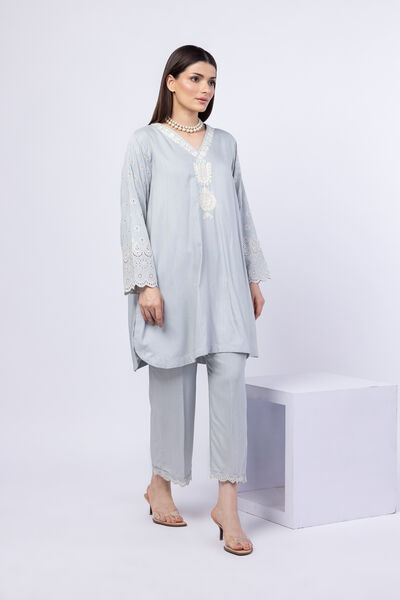 Embroidered | Crosshatch Raw Silk | Pants | USD 23.00