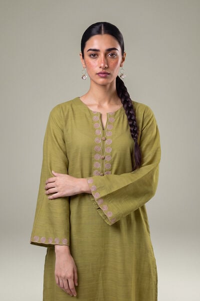 Embroidered | Light Khaddar | Longline Khaddar Kurta | USD 40.00