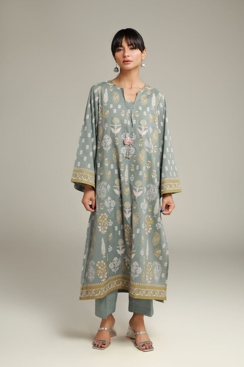 Printed | Cambric | Mint Cambric Kurta | USD 35.00