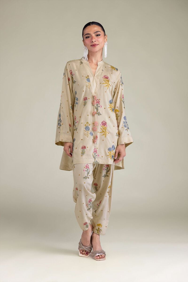 Embroidered | Raw Silk | Short Silk Kurta | USD 60.00