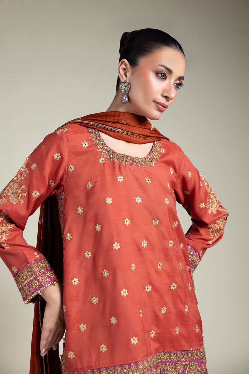 Embroidered | Raw Silk | Three-Piece Set | USD 180.00