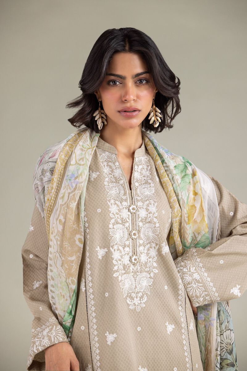 Embroidered | Cotton Dobby | Tailored 3-piece Set | USD 65.00