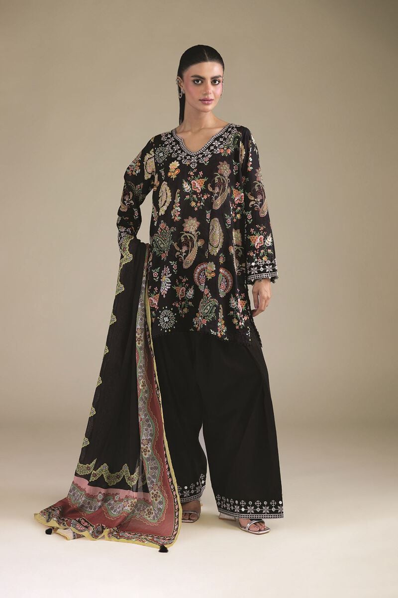 Embroidered | Cambric | Black Tailored Set | USD 65.00